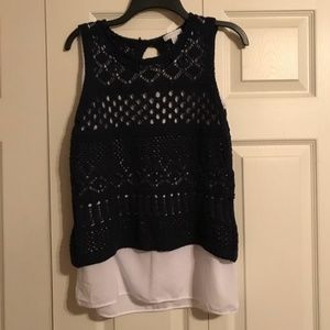 NEW YORK & COMPANY Small Blue Crochet Sweater